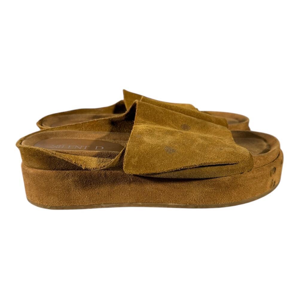 Silent D Suede Platform Slide Sandals Tan Women’s Size 40 (US 9.5) Slip-On Wedge